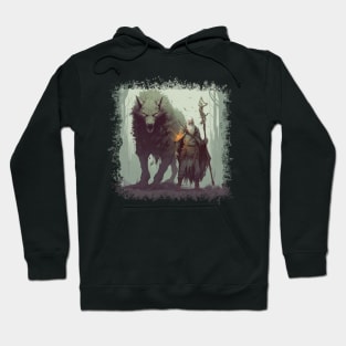 Enigmatic Guardians: Spirit Wolf and Master Hoodie